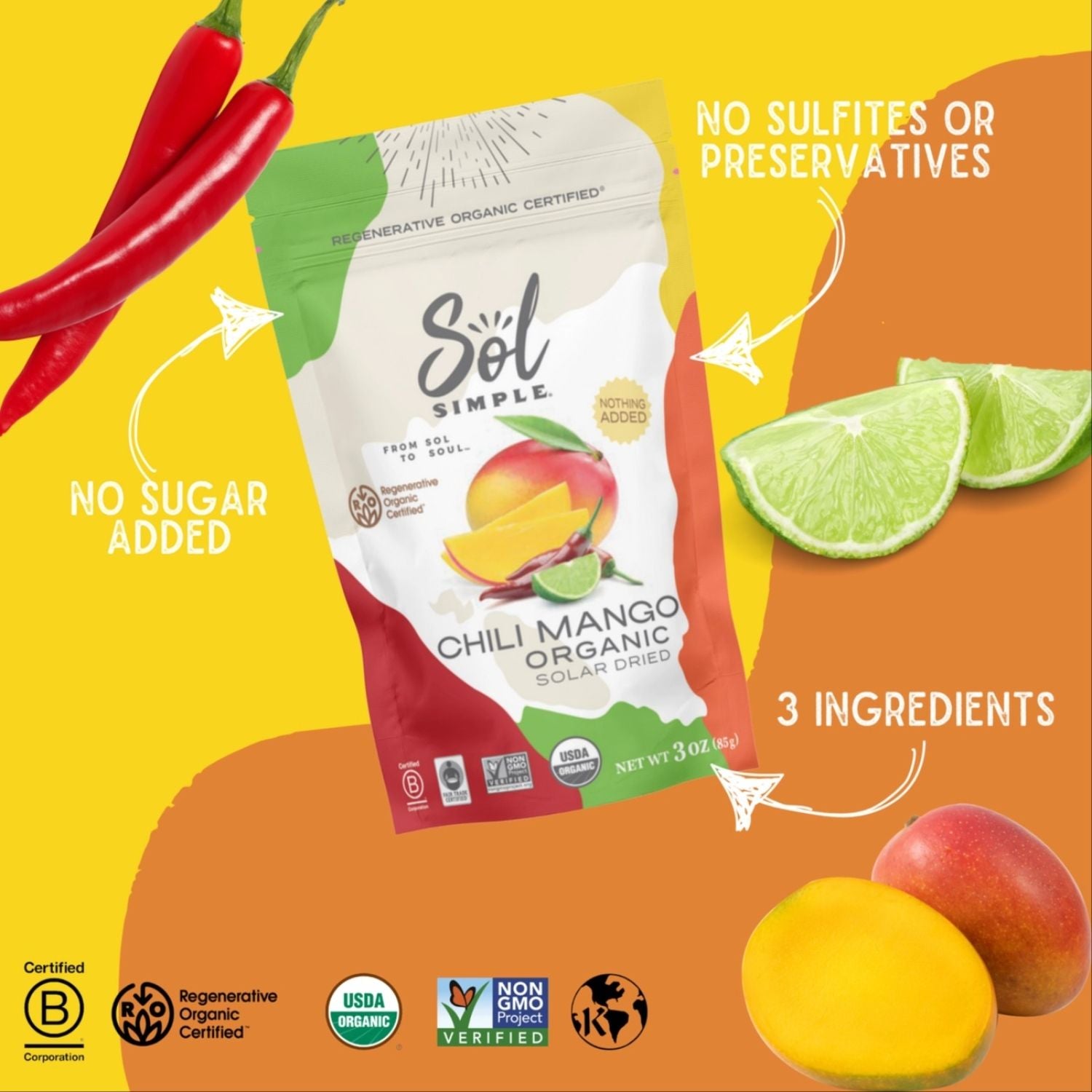 Regenerative Organic Certified Solar Dried Chili Mango