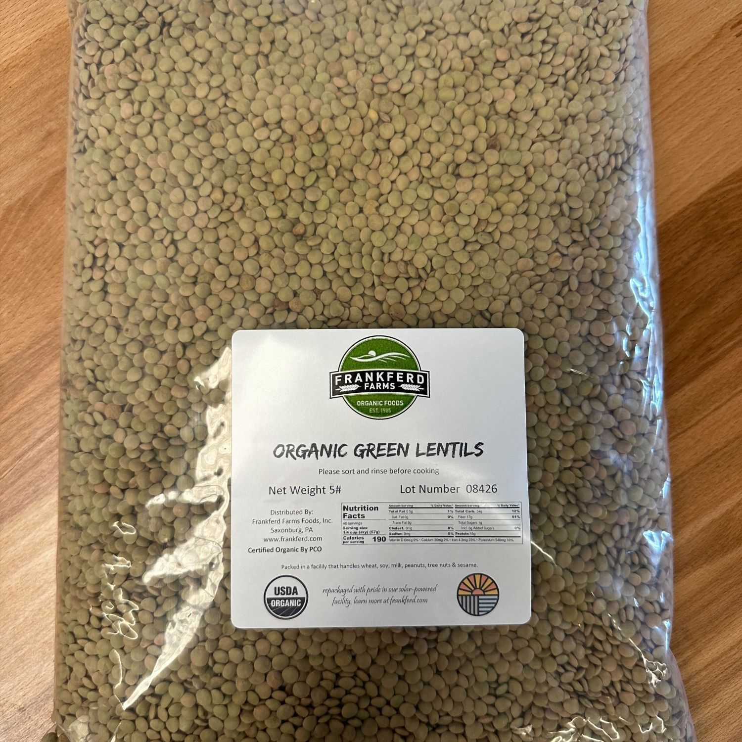 BULK LENTILS GREEN ORGANIC